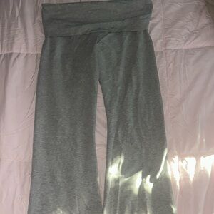 PINK gray fold over flair leggings